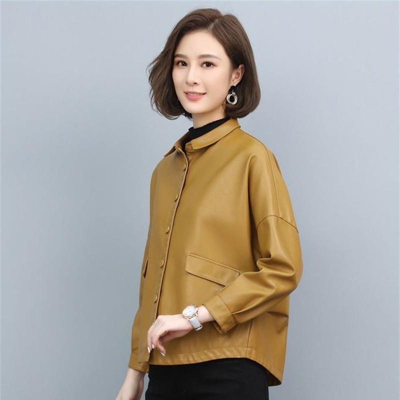 Высококачественная женская кожаная одежда, весенне-осеннее новое кожаное пальто, женская мотоциклетная куртка из искусственной кожи Pi, верхняя одежда, женские топы