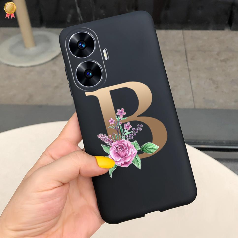 Для Realme C55 C 55 6.72'' Чехол Нежные Милые Буквы 3D Корона Цветы Матовый Ударопрочный Мягкий ТПУ Силиконовый Чехол для Телефона Задняя Крышка