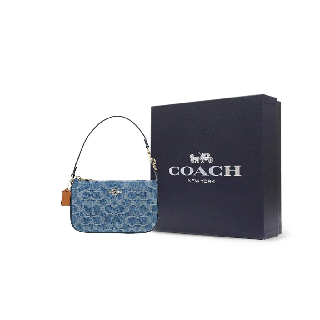 COACH Nolita Denim With Smooth Leather Shoulder Bag Small Women's Marine Blue CDE31-IMTYV