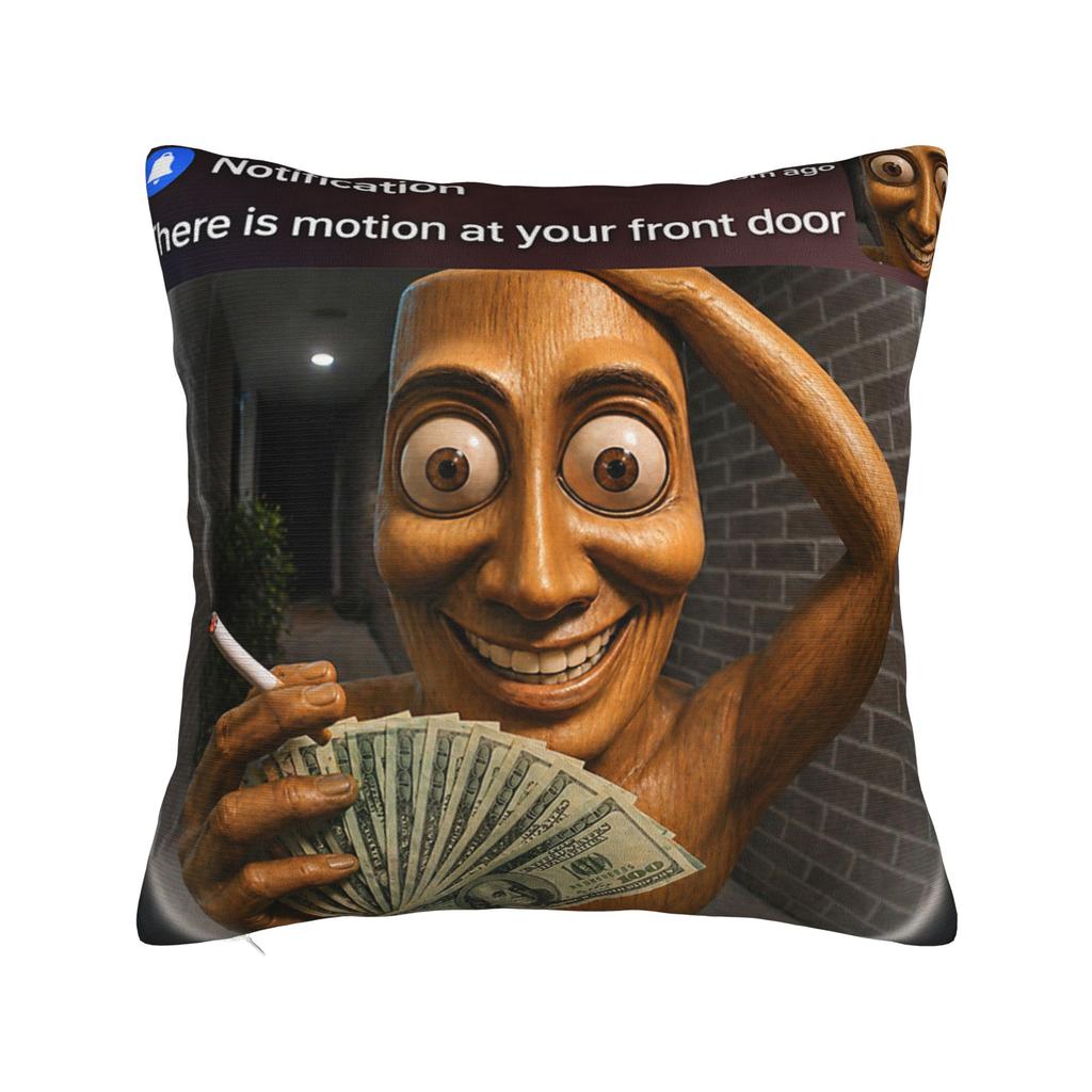 There Is Motion At Your Front Door Tung Sahur Tuff Meme Pillow Cover Kawaii Pillow Case For Room Bed Chair Print Pillowcases