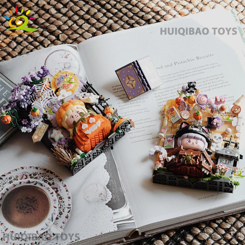 Halloween 3D Puzzle Easel Craft Kit Building Blocks City DIY Creative Bricks Toys for Adult Decorative Ornaments Gift