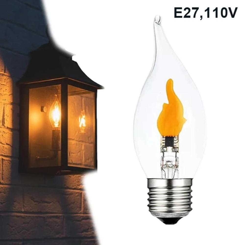 E12/E14/E27 LED Flame Light Bulb Glass Flicker Fire Effect Light Candle Flame LED Bulb  Restaurant