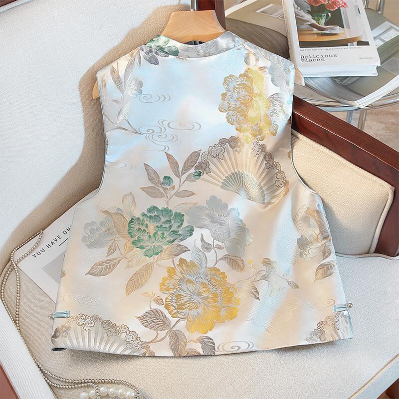 Women's New Chinese Style Jacquard Stand Collar Vest