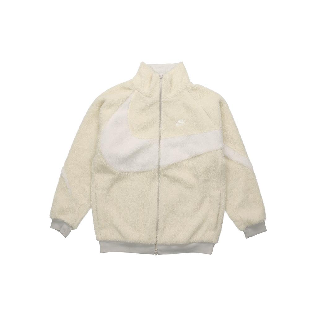 Nike Womens Big Swoosh Reversible Boa Jacket (Asia Sizing) Light Bone Men Outerwear White BQ6546-070