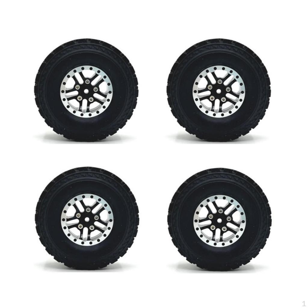 4 Pieces RC Car Wheels with Metal Hub RoughTerrain Crawler Tires Rims Universal Wheel