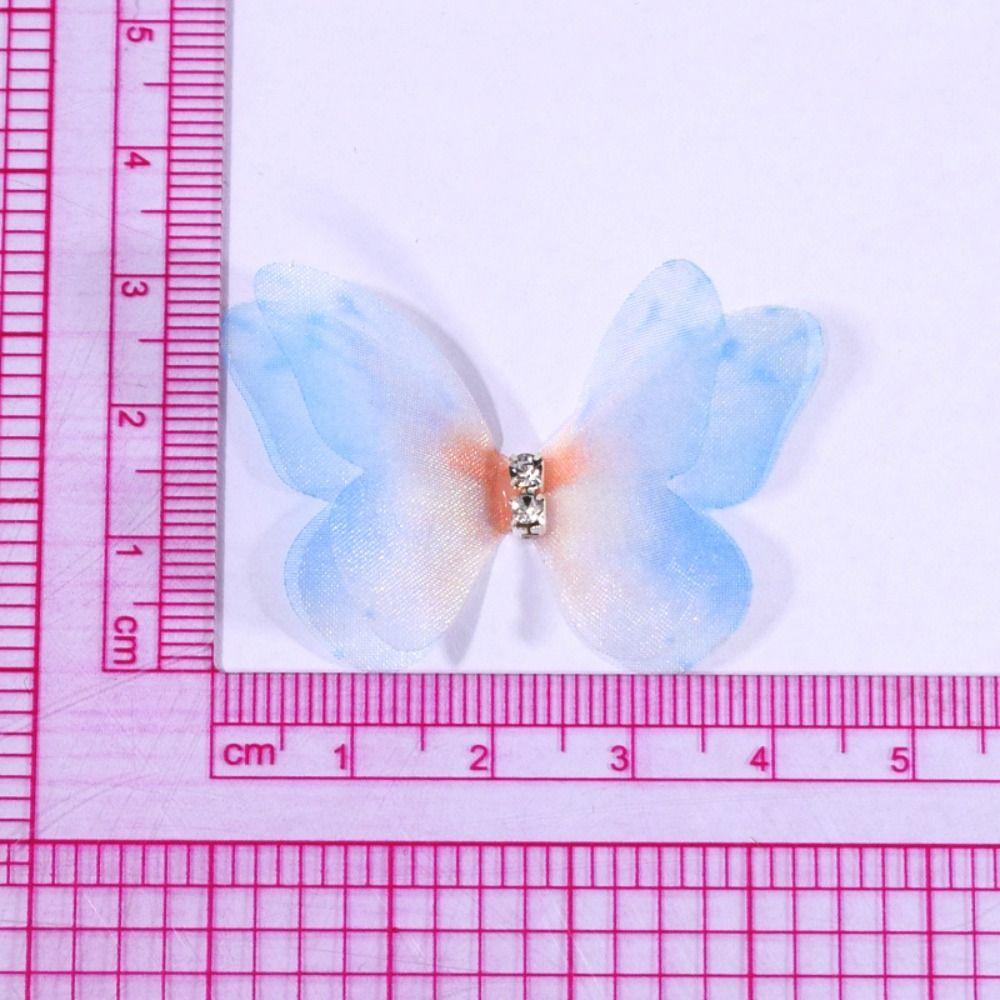 50 шт. аппликации из органзы с градиентным цветом в виде бабочек, свадебные аксессуары для волос