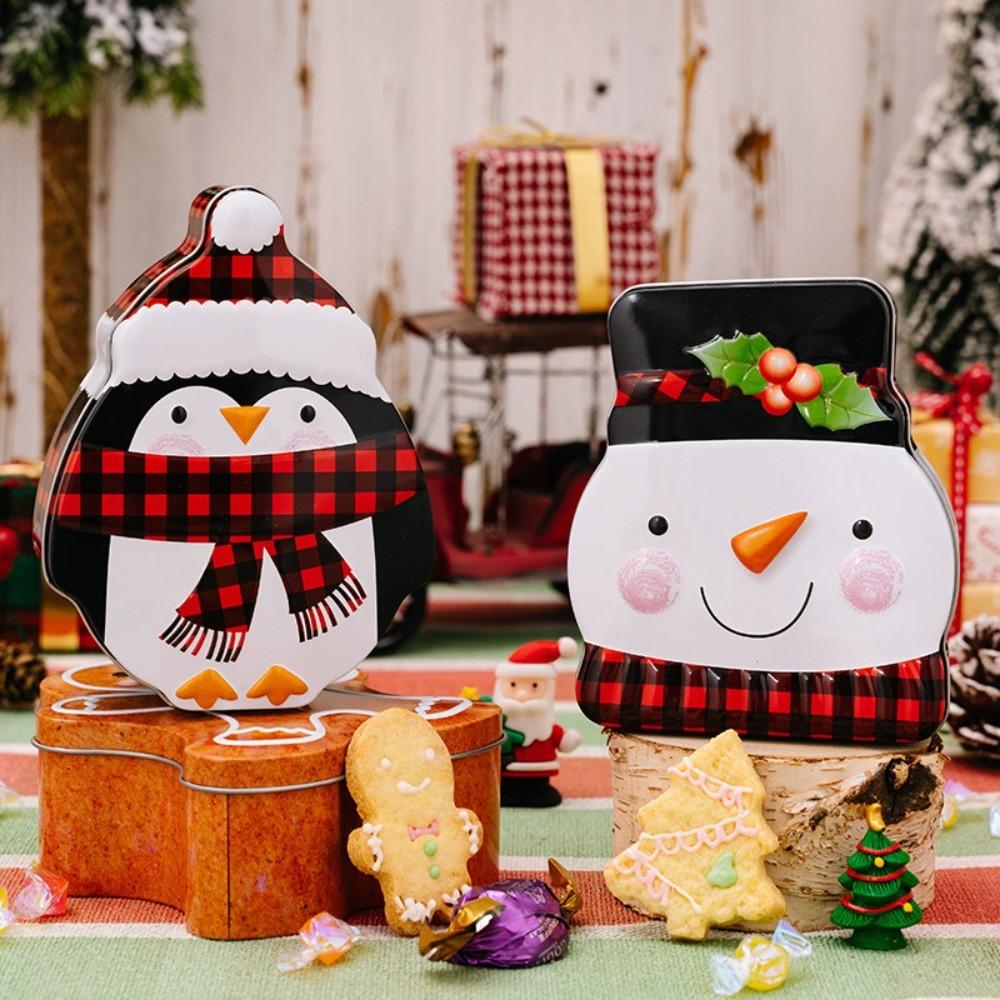 Snowman Christmas Iron Box Santa Claus Xmas Gifts Box New Christmas Candy Box Cookies