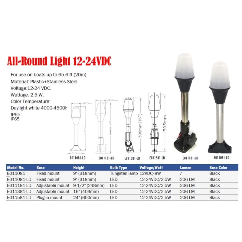 Marine Navigation Lights All Round White Led Boat AnchorsLight used for Pontoon