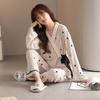 Autumn Pyjamas Women Pajama Sets Striped Star Print Kimonos for Women Cotton Yukata Robes Set