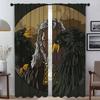 Elegant Room Curtains 2 Pieces Vikings Odins Ravens Muninn Curtains for Bedroom Partition Living Room Curtain Shades Kitchen