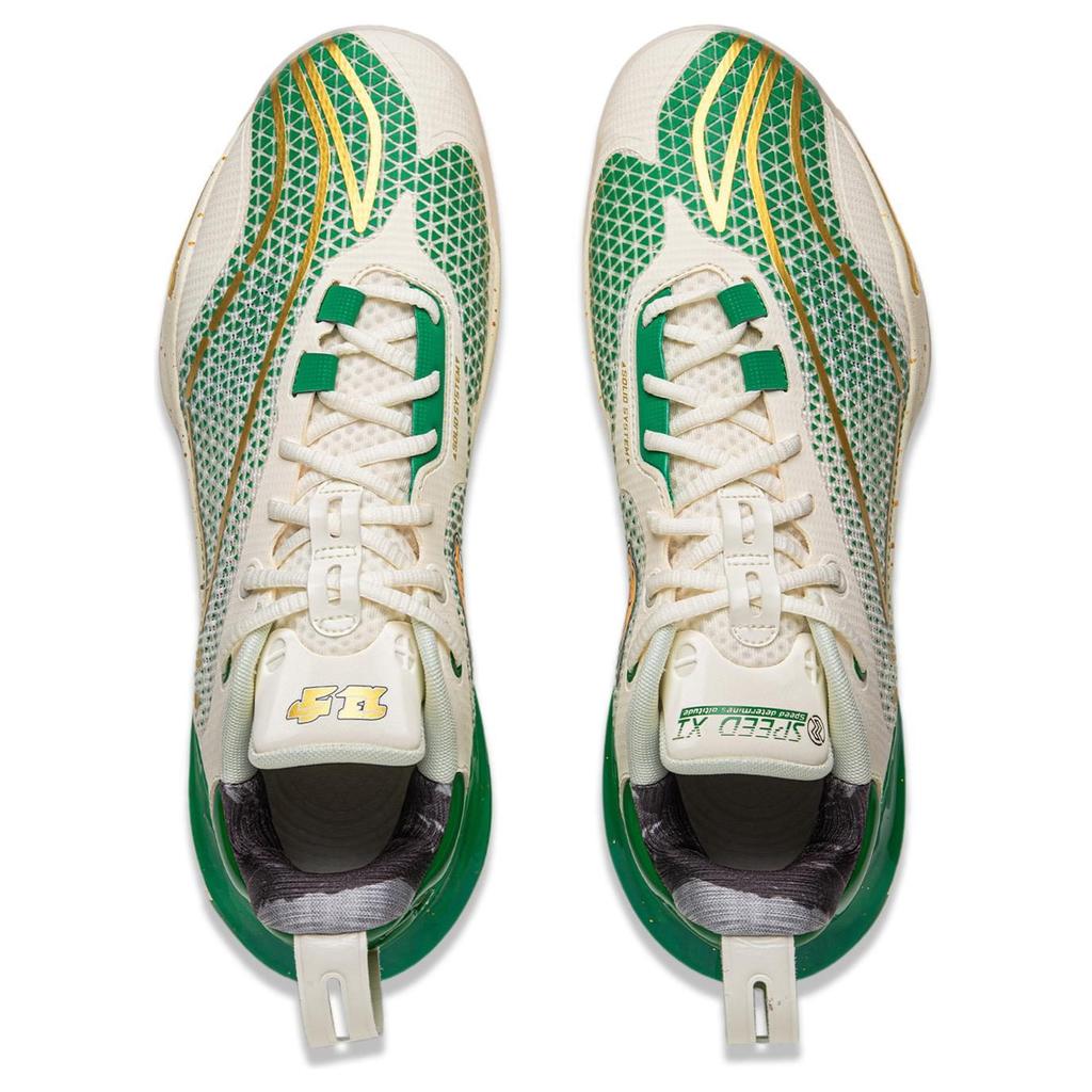 Li Ning Speed 11 Support Rebound Low top Basketball Shoes Men's White Green ABAU053-14