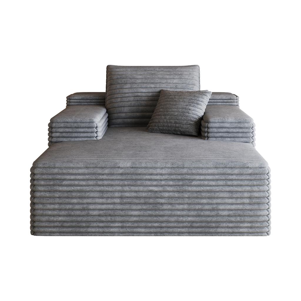 115*159cm, Comfortable Corduroy Sofa, Deep Seat, Boneless Modular, Sponge, No Assembly Required, Compression, Living Room, Bedroom, Dark Gray