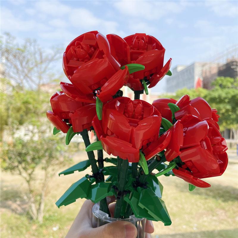 Строительные блоки «сделай сам», букет роз, подарки для девочек, предметы интерьера, сборка кирпичей для подруги и мамы, рождественский подарок