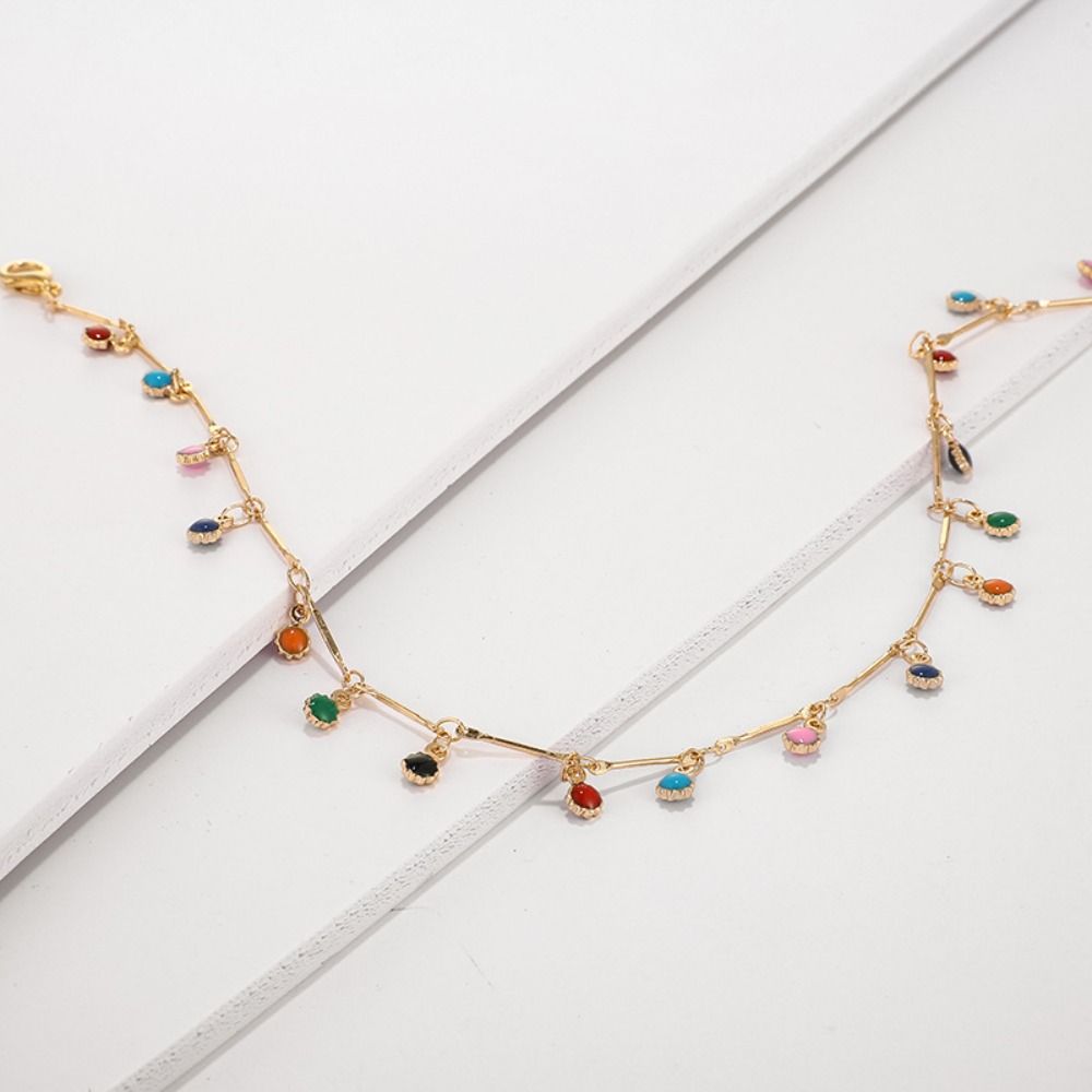Retro Short Choker Candy Color Clavicular Chain Fashion Jewelry Collar Women
