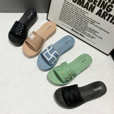 Повседневные тапочки на платформе, женская летняя мода, плоская подошва, однотонная, с круглым носком, с открытым носком, для отдыха на природе, пляжная обувь