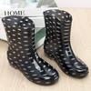 Rain shoes women's fashion outer wear non-slip rain boots medium tube rubber shoes new overshoes low-top short tube anti-shoes