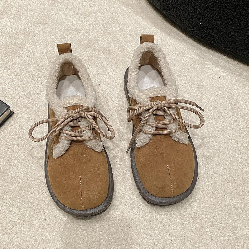 Модные повседневные женские туфли из хлопка с мягкой подошвой, дизайнерские зимние теплые туфли корейского дизайнера для женщин