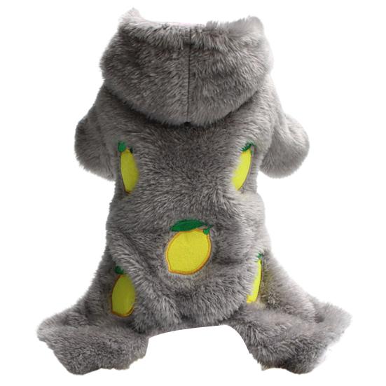 Привлекательный костюм для домашнего животного с нежной окантовкой из кораллового флиса с лимонным узором, куртка для собаки, пальто