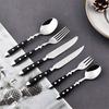 Hotel Western Cutlery Set Stainless Steel Complete Tableware Fork Spoon Knife Full Service Dish Dining Wooden Handle Kitchen