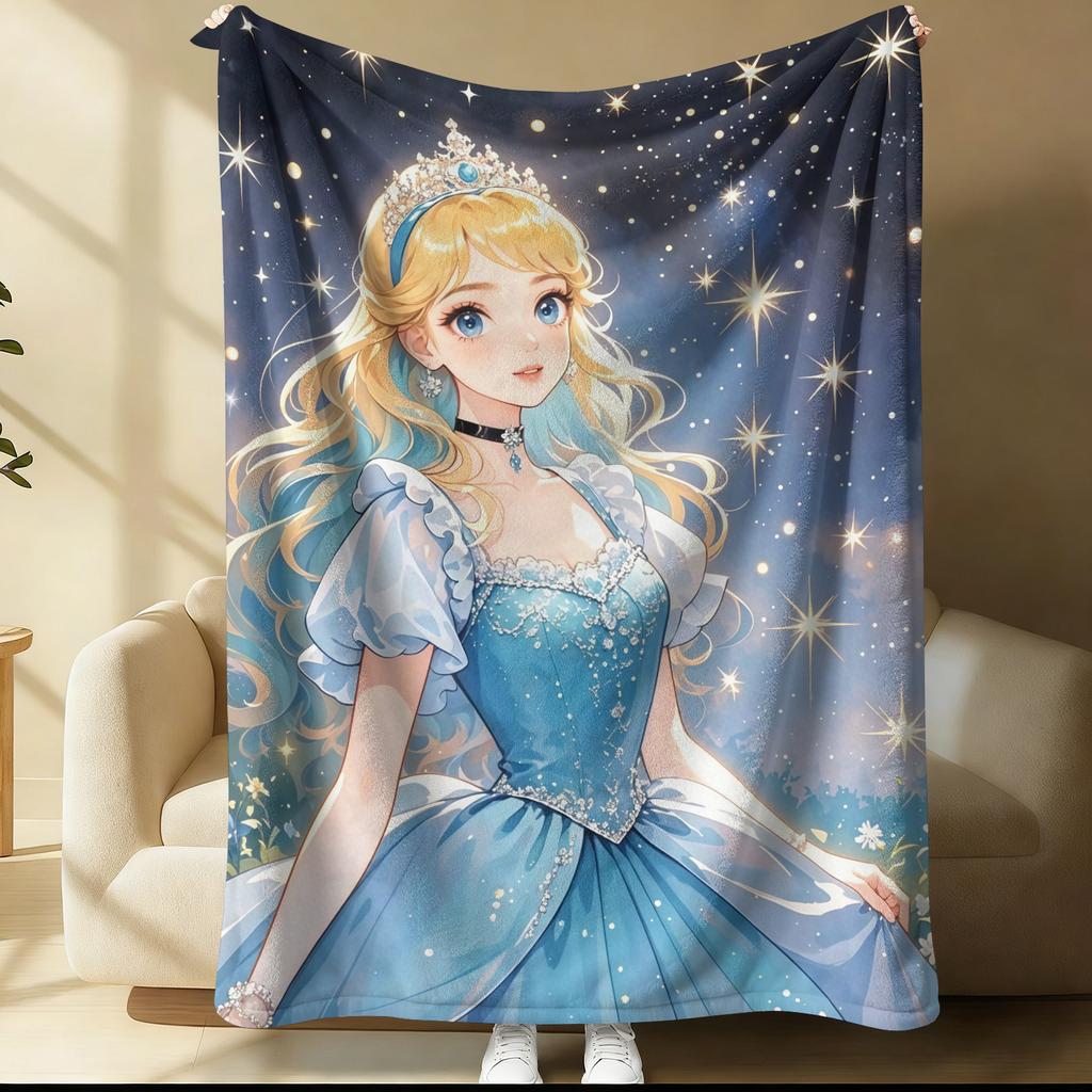 Disney Cinderella Princess Flannel Blanket Dreamy Pumpkin Carriage For Kids Room Nap Throw Blanket Ideal Gift for Friend