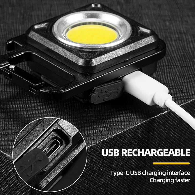Мини-светодиодный фонарик USB перезаряжаемый светодиодный фонарь 4 режима Брелок Рабочий фонарь Маленький карманный фонарь Штопор Аварийные рабочие фонари