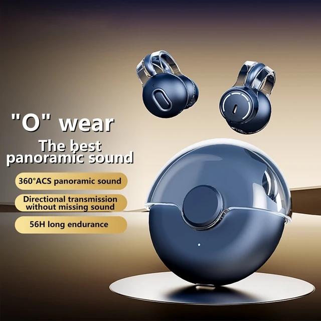 Open Ear Headphones Wireless Bluetooth Clip On Earbuds with MicrophoneWaterproof Workout Earbuds Men's and Women's Ear Buds Wireless