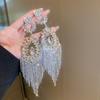 2025 New Fashion Long Rhinestone Tassel Earrings Women Statement Drop Earring Temperament Sparkle Geometry Zircon Female