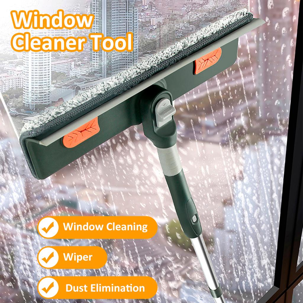 Window Squeegee Multi-function Window Cleaner Tool with 57/89inch Extension Flexible Window Pole Detachable Microfiber Scrubber