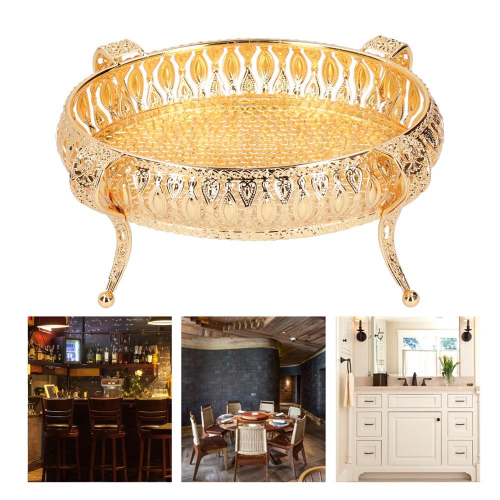 Oval Fruit Serving Tray Gold Decorative Food Platter Dessert Display Plate Party Decoration