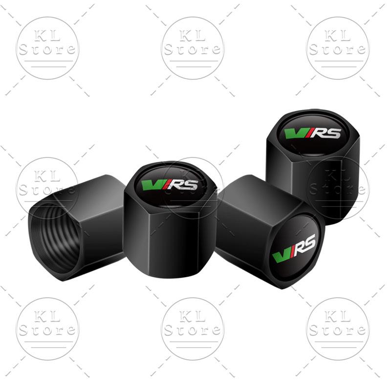 VJDX3 4pcs VRS Emblem Car Wheel Tire Valve Air Stem Caps Dust-proof Cover Decor For Skoda Octavia 1 2 3 Fabia Rapid Superb Kodiaq