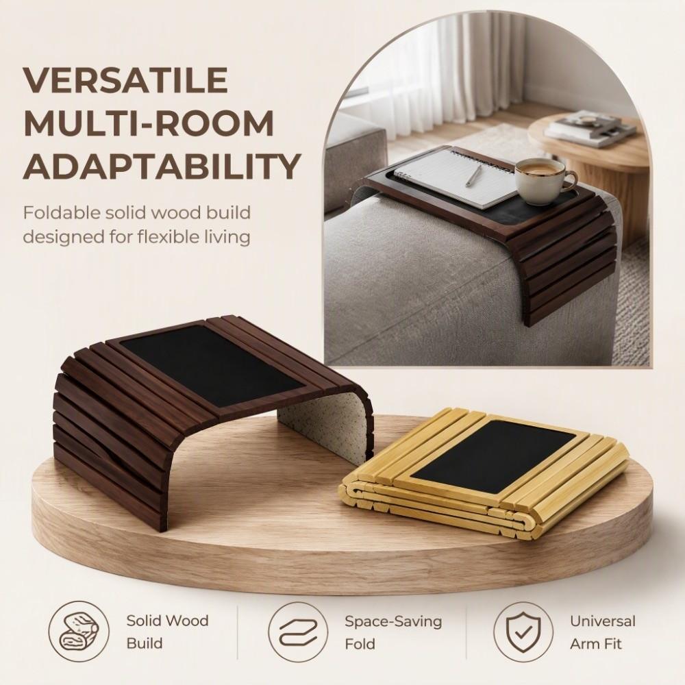 Rectangular Couch Armrest Tray Table Solid Wood Serving Tray Folding Sofa Arm Tray Sofa Armrest