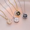 Rotating Four-leaf Flower Zircon Pendant Stainless Steel Necklace Design Sense Female Temperament Jewelry
