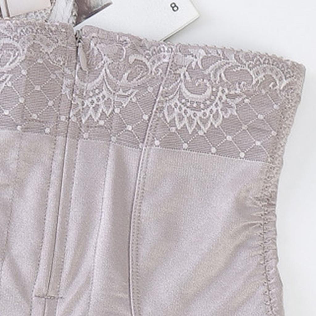 Women Postpartum High Waist Abdominal Compression Corset Underwear Zipper Lace Hip Lift Shaper Panties Silver Purple L