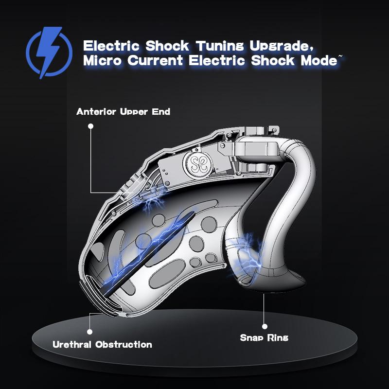 LOCKINK Electric Shock Chastity Cage Remote Control Chastity Device with 3 Rins Urethral Plug Key Box Male Penis Cage Sex Toys