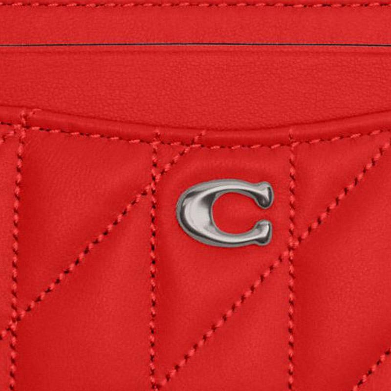 Coach Подушка 11 Однотонная Полосатая Стеганая Держатель для карт Женский Держатель для карт Спортивно-красный CM434-LHPJ6