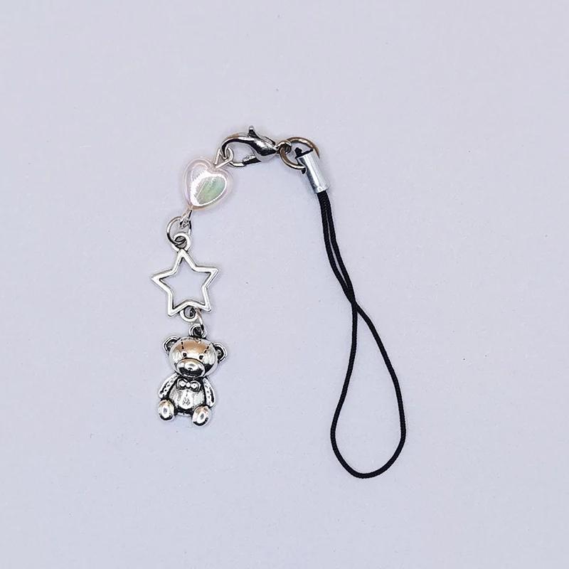 Original Handmade Y2K Phone Charms Pendant Kawaii Cute Cellphone Strap Lanyard Black Red Dark Gothic Chain For Keys Accessories