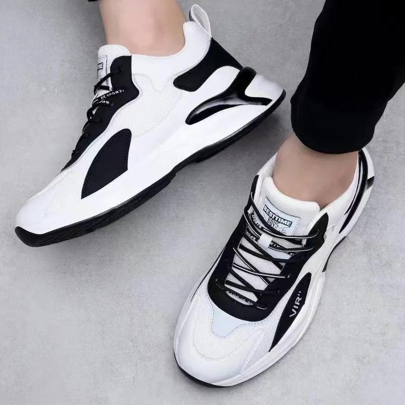 Fashion Men's Sneakers Comfortable Vulcanized Shoes Platform PU Casual Runing Shoes Men New Trendy Lace-up Sneakers Zapatillas Hombre