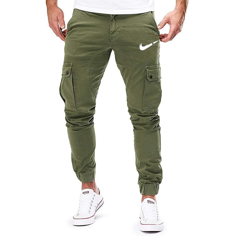 Мужские брюки-карго больших размеров с эластичной резинкой на талии, хлопковые брюки-карго, мужские рабочие брюки с несколькими карманами, повседневные уличные брюки для мужчин