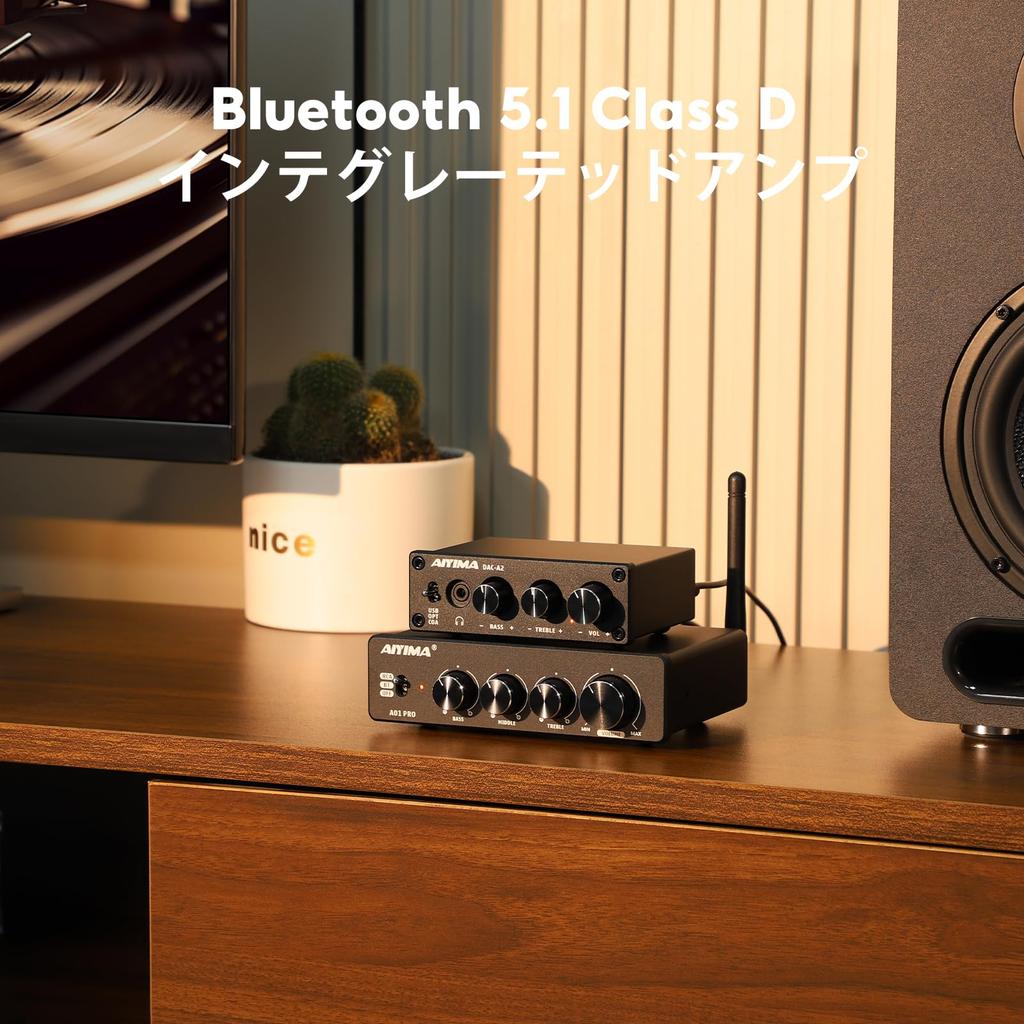 AIYIMA A01 Pro 100 Вт x 2 Усилитель Bluetooth Класса D Интегральный усилитель TPA3116 Канальный усилитель мощности Приемник с выходом AUX и адаптером питания DC 24 В