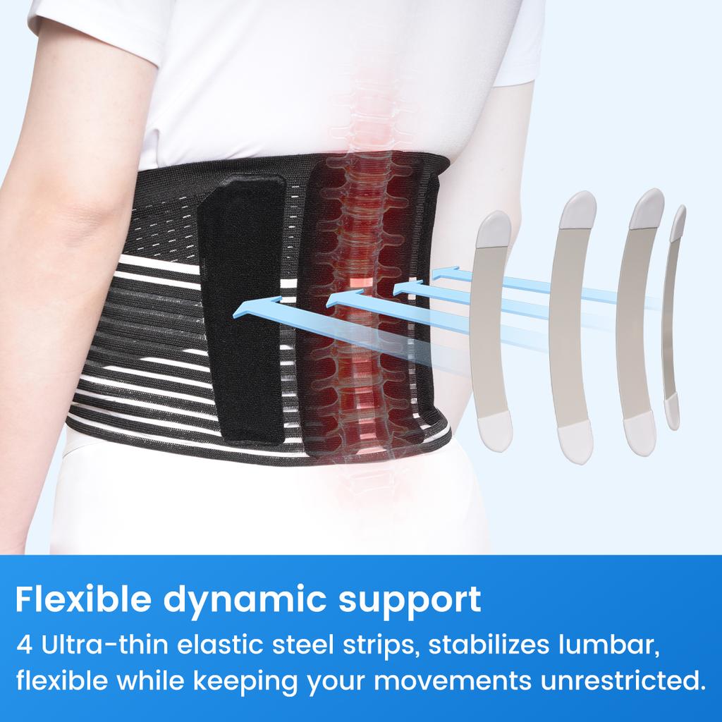 VELPEAU Lower Back Support Belt for Back Pain Relief, Muscle Spasms, Herniated Disc and Sciatica, Unisex Waist Support Brace