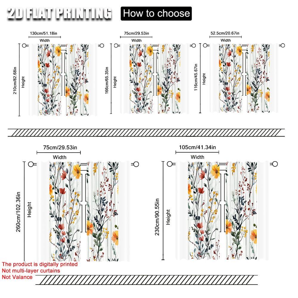 2 шт., Драпировки Ботанические растения Полевые цветы Прочная 100% полиэстеровая ткань, Без электричества Праздничные фоны для офиса
