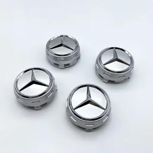 CSQ5 4PCS 75mm Car Wheel Center Hub Caps Cover Amg Mercedes Benz B/C/E/S Class A Class C200L GLC GLK CLA W166 W163 W221