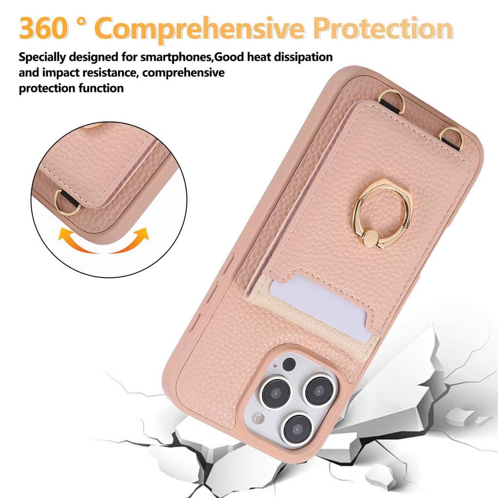 Для iPhone 16e 16 15 14 13 12 11 Pro Max 16 Plus Чехол-бумажник с держателем для карт, Чехол с кольцом-подставкой 360°, Ударопрочный чехол