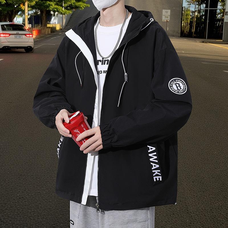 Jacket Men's Hooded Spring and Autumn Jacket Fashion Loose Jacket Men's Student Casual Jacket