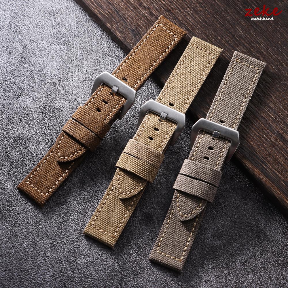 Waterproof Sailcloth Watch Strap Nylon Leather Watch Band 20mm 22mm 24mm for Panerai Vintage Stitching Band Sports Belt for Men