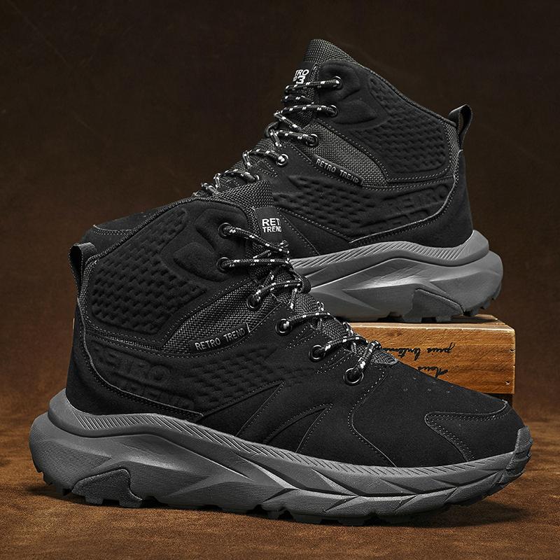 High-top Cross-country Sneakers Men Women Leather Outdoor Sport Shoes Winter Jogging Shoes Men Trail Walking Shoes Male Footwear