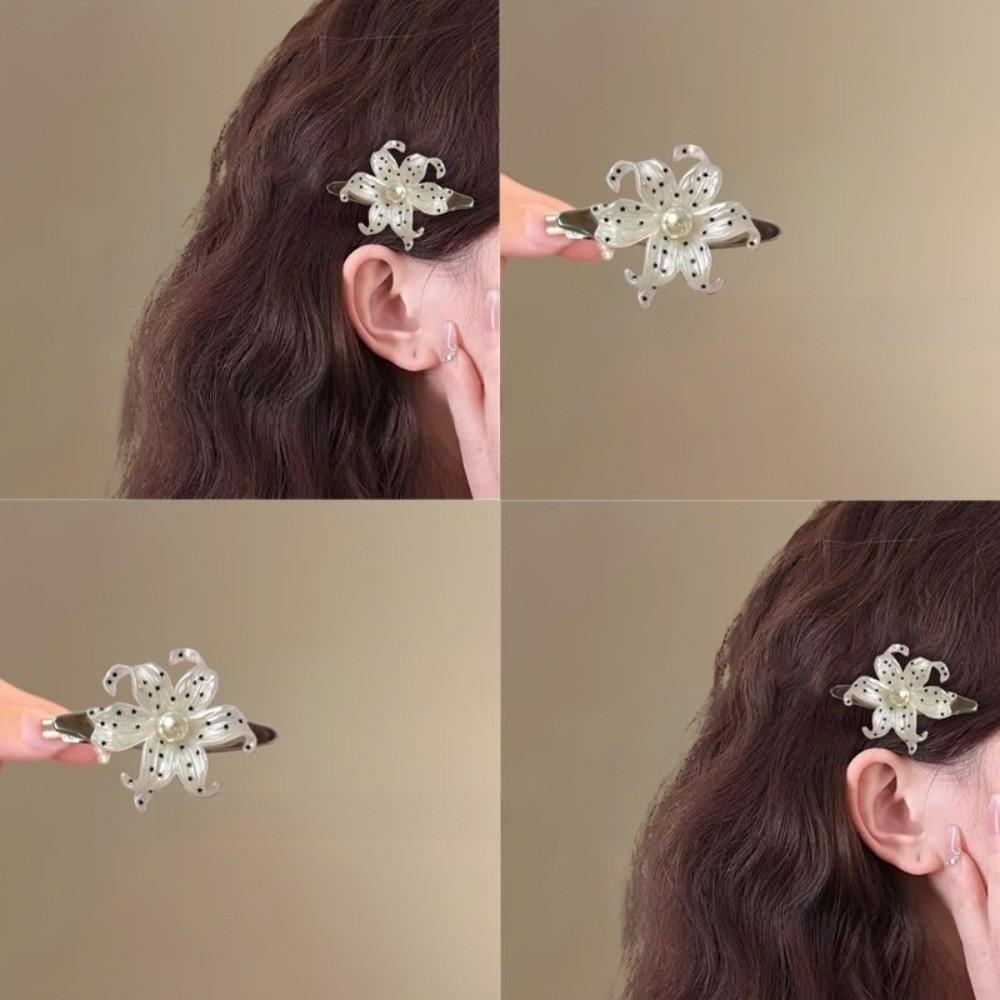 Pearl Flower Hair Clips Star Print Vintage Side Clip Elegant Flower Hairpins Girls