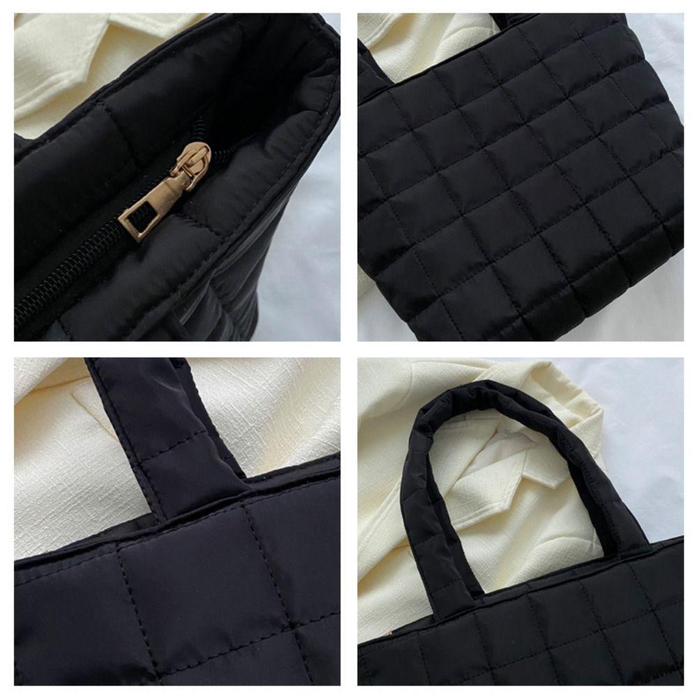 Стеганая сумка через плечо в корейском стиле, однотонная хлопковая сумка-тоут, для отдыха и путешествий