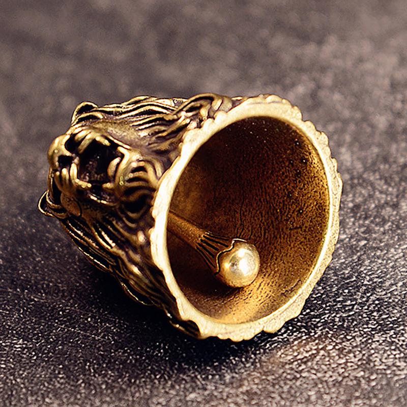 Счастливый латунный колокольчик ручной работы в виде головы льва, ключ, автомобильная пуговица, ветряной колокольчик, секта, бронзовый колокольчик, креативный подарок, фен-шуй, домашний кулон