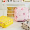 Sanitary Napkin Storage Bag Cartoon Print Inner Pocket Zipper Closure Large Capacity with Wrist Strap Cosmetic Earphone Keys Jewelry Storage